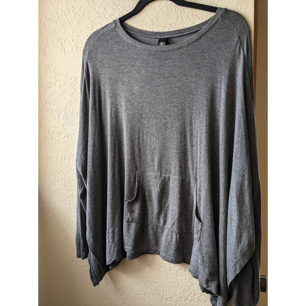 Slightly Buddha Charcoal Gray Bamboo Oversized Dolman Top with Pocket OS